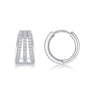 Human March Luxury Fashion Diamond Earrings Stud Inlaid With Mosan Diamond Silver Jewelry