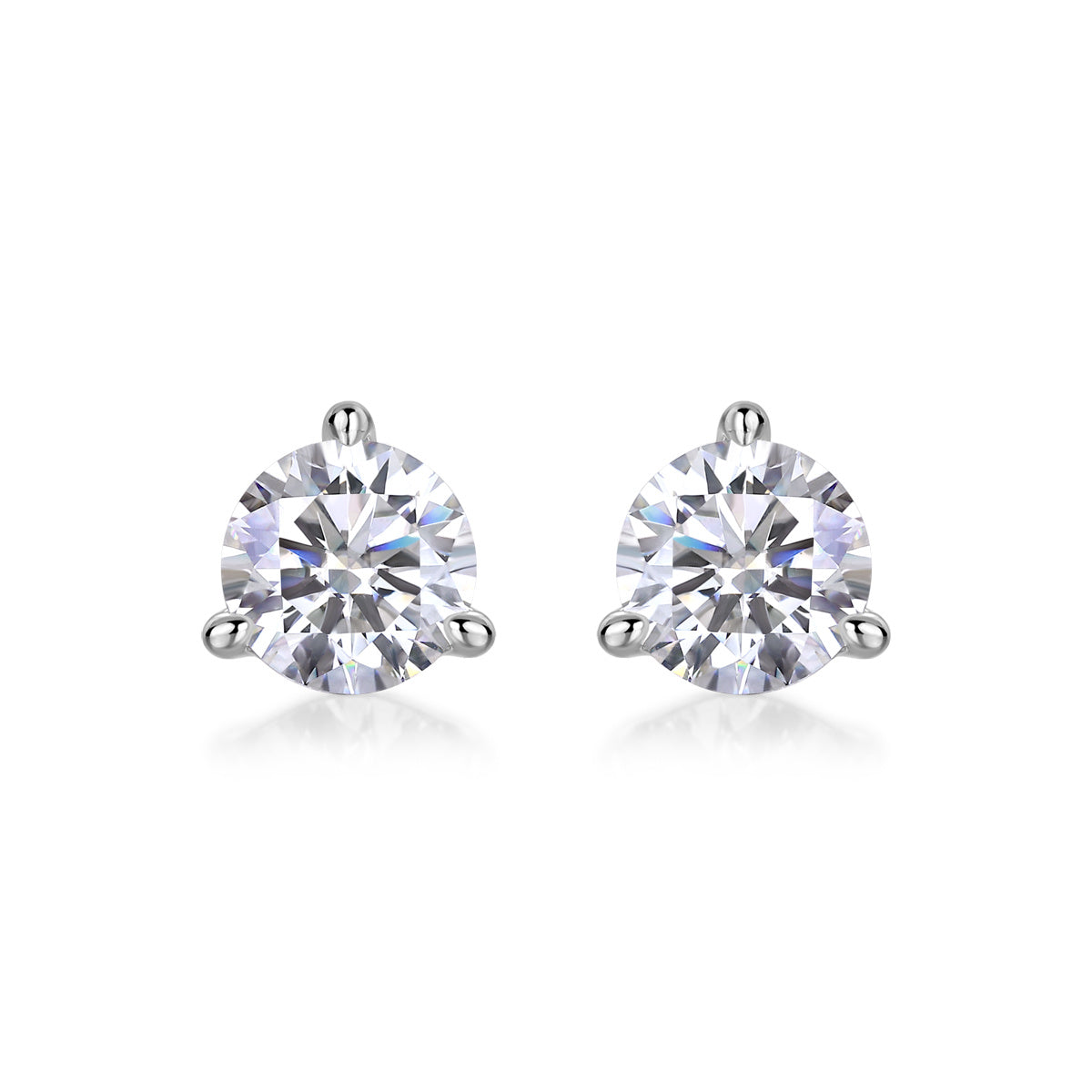 Freeze Frame Luxury Fashion Diamond Earrings Stud Set With Mosan Diamond Silver Jewelry