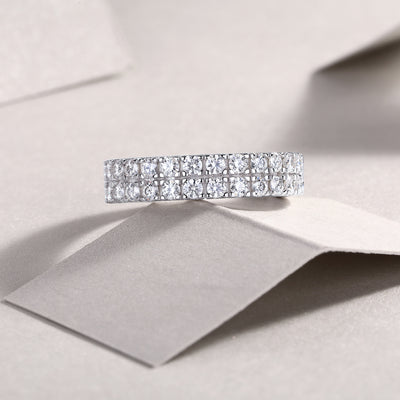 Multi-row Diamond Ring Luxury Fashion Set Moissanite Silver Ring