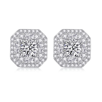 Large Diamond Set With Moissanite Silver Earrings Luxury Fashion Diamond Stud Earrings