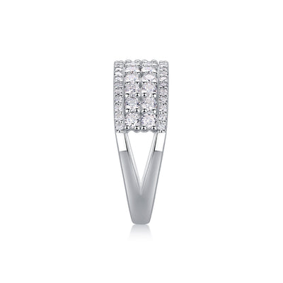 Multi-row Diamond Ring Luxury Fashion Set Moissanite Silver Ring