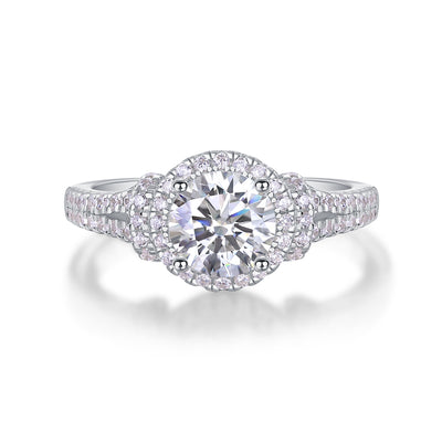 Luxury Fashion Large Diamond Wedding Ring With Moissanite Silver Ring