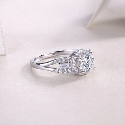 Luxury Fashion Large Diamond Wedding Ring With Moissanite Silver Ring
