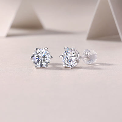 Freehand Flower Luxury Fashion Diamond Earrings Stud Inlaid With Mosan Diamond Silver Jewelry