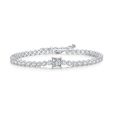 Rubik's Cube Luxury Fashion Mosan Diamond Silver Jewelry Comparable To Natural Diamond Bracelet