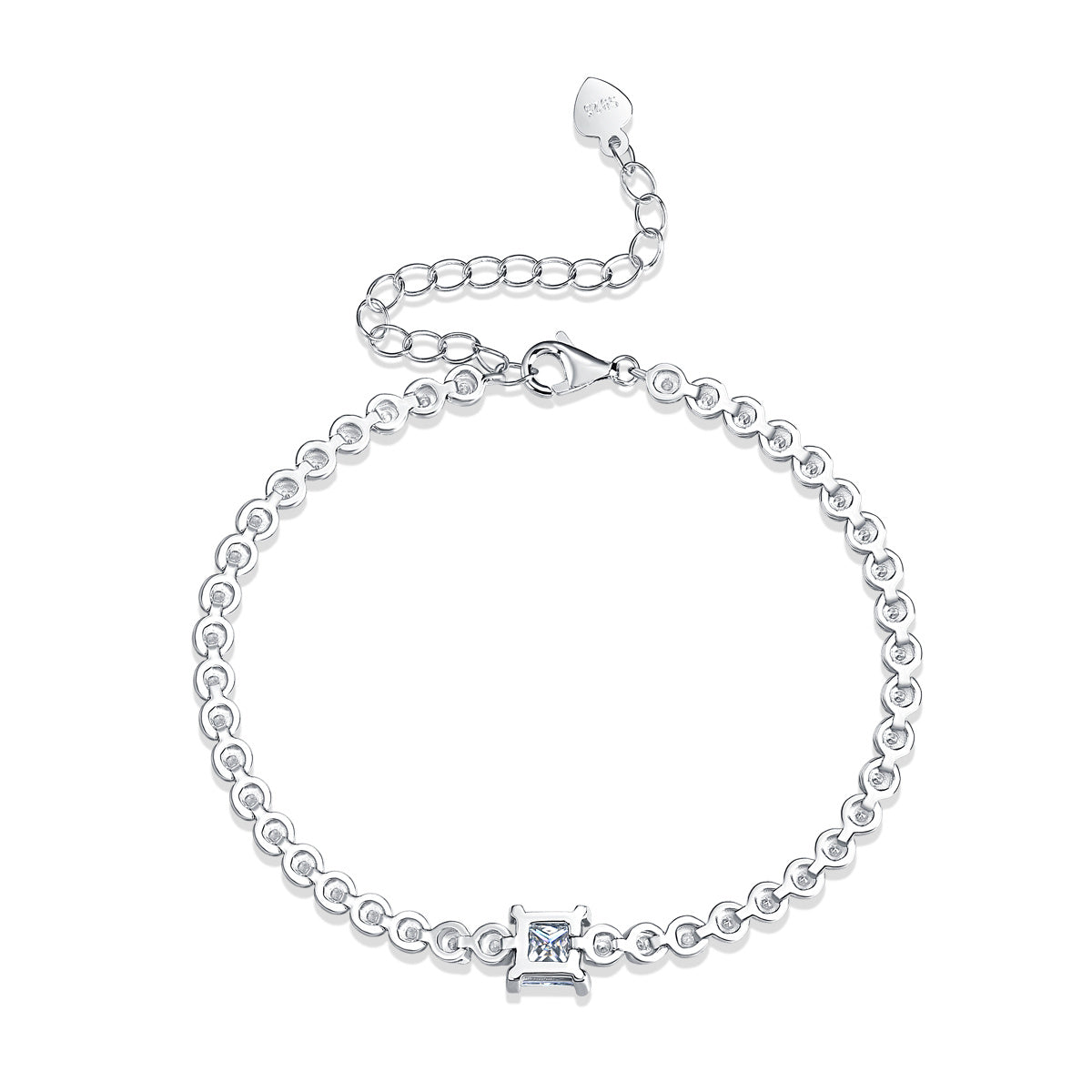 Rubik's Cube Luxury Fashion Mosan Diamond Silver Jewelry Comparable To Natural Diamond Bracelet