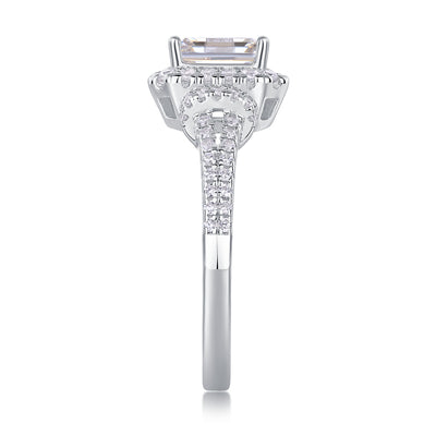 Square Luxury Diamond Ring Fashion Moissanite Silver Ring