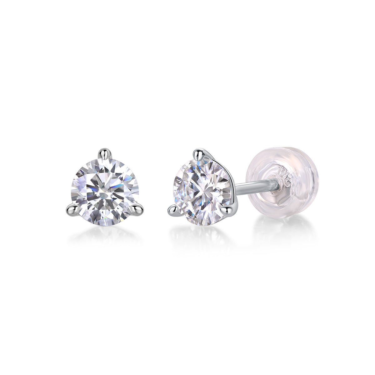 Freeze Frame Luxury Fashion Diamond Earrings Stud Set With Mosan Diamond Silver Jewelry