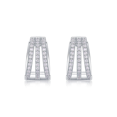 Human March Luxury Fashion Diamond Earrings Stud Inlaid With Mosan Diamond Silver Jewelry