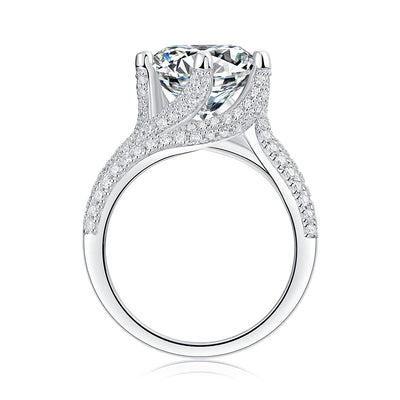 Luxury Fashion Large Diamond Ring Moissanite Silver Ring
