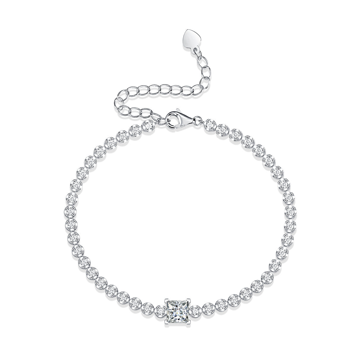 Rubik's Cube Luxury Fashion Mosan Diamond Silver Jewelry Comparable To Natural Diamond Bracelet