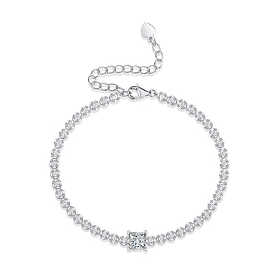 Rubik's Cube Luxury Fashion Mosan Diamond Silver Jewelry Comparable To Natural Diamond Bracelet
