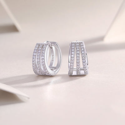 Human March Luxury Fashion Diamond Earrings Stud Inlaid With Mosan Diamond Silver Jewelry