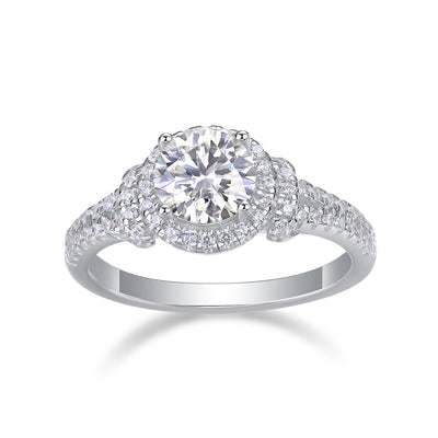 Luxury Fashion Large Diamond Wedding Ring With Moissanite Silver Ring