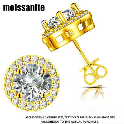 TUHE Moissanite Stud Earrings For Women Men 0.2-8 Carats Lab Created Diamond Screw Back Moissanite Earrings Silver Gift