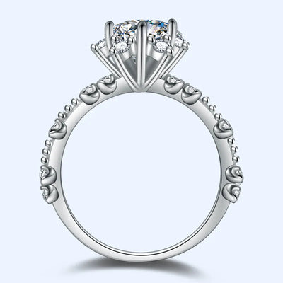 Real Moissanite  Sun Flower Ring 1 Carat Diamond Lotus Ring Women Fancy Wedding Bridal Rings Sterling Silver Jewelry Include Box