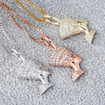 TOPGRILLZ 925 Sterling Silver Egyptian Pharaoh Pendant Iced Hip Hop Zircon Pendant Fashion Hip Hop Jewelry