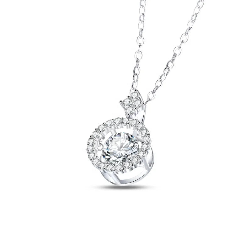 GEM'S BALLET 925 Sterling Silver Pendant For Women Jewelry Moissanite Diamond Necklace with Twinkle Setting Moissanite Stone