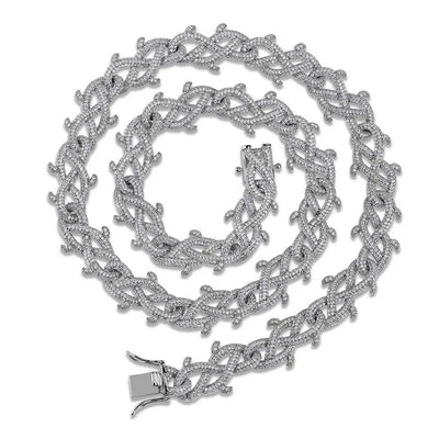 GUCY New Hip Hop Thorn Cuban Chain Necklace Micro Pave CZ Stones All Iced Out  Available Necklaces for Men Gifts
