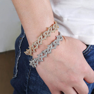 GUCY New Hip Hop Thorn Cuban Chain Necklace Micro Pave CZ Stones All Iced Out  Available Necklaces for Men Gifts