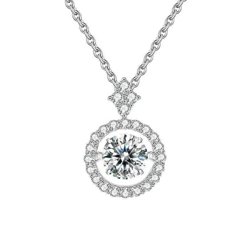 GEM'S BALLET 925 Sterling Silver Pendant For Women Jewelry Moissanite Diamond Necklace with Twinkle Setting Moissanite Stone