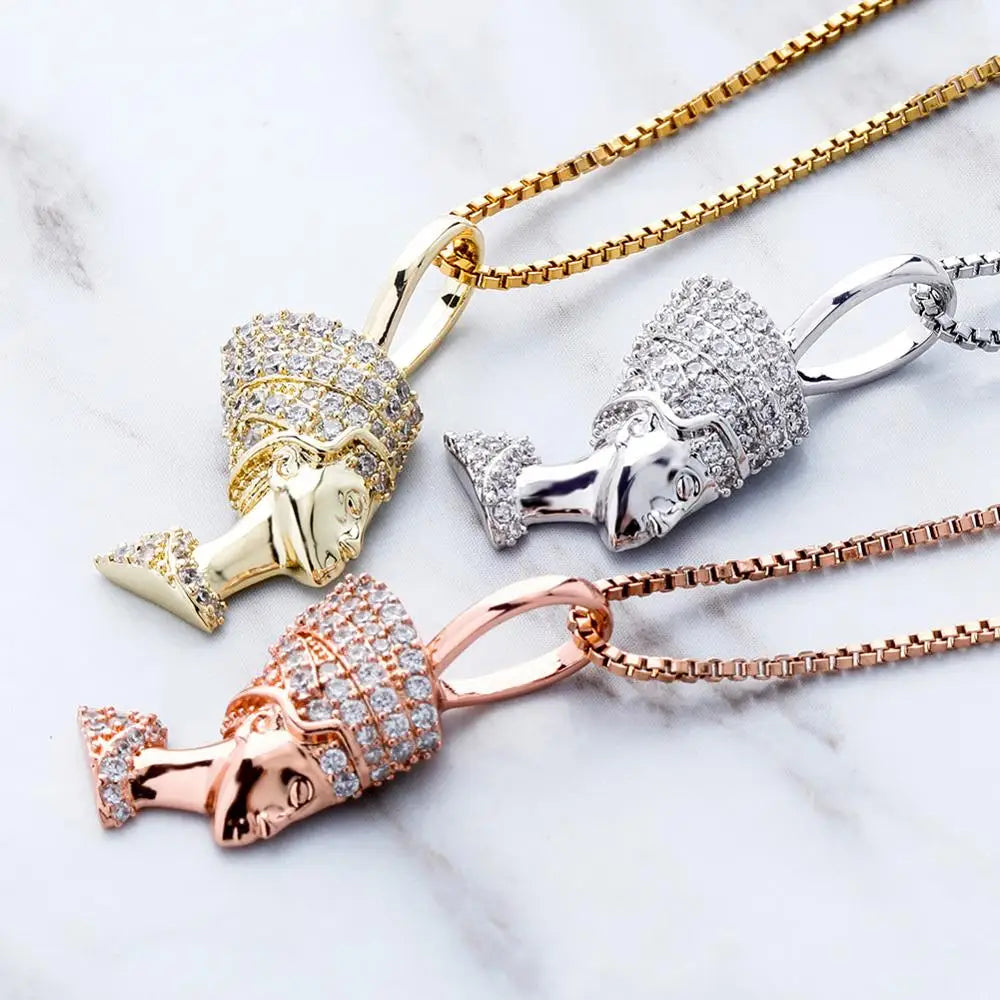 TOPGRILLZ 925 Sterling Silver Egyptian Pharaoh Pendant Iced Hip Hop Zircon Pendant Fashion Hip Hop Jewelry