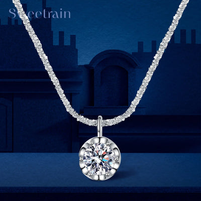 Moissanite Necklaces for Women 925 Sterling Silver Sparkling Cauliflower Chain with 2CT Diamond Pendant Dainty Jewelry Gift