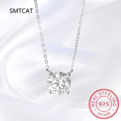 Moissanite Diamond 6.5mm 1CT Necklace For Woman Pendant 925 Silver Necklace For Women Chains Party Bridal Fine Jewelry
