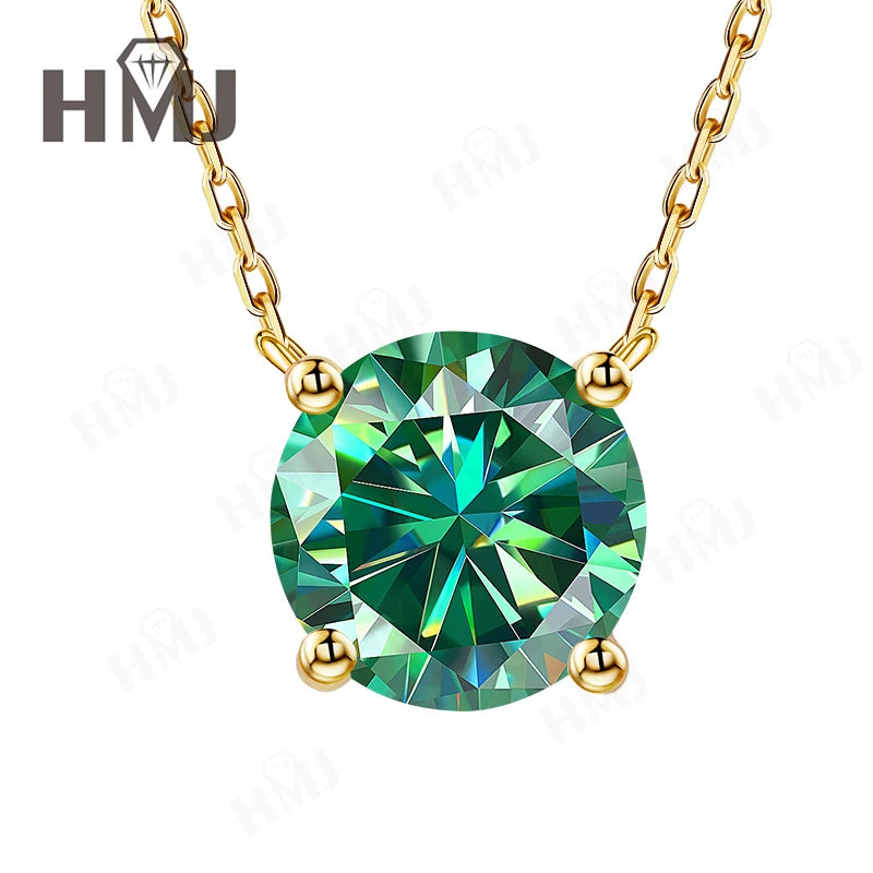Moissanite Diamond 1CT Necklace Pendant 925 Silver Plated 18k Yellow Gold Necklace for Women Chains Party Bridal Fine Jewelry