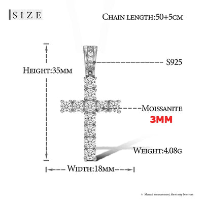 High Quality Unisex Classic Cross 14mm Cuban Link Necklace Men Mossanite Sterling Silver 925 Chains Necklaces Hip Hop Jewelry