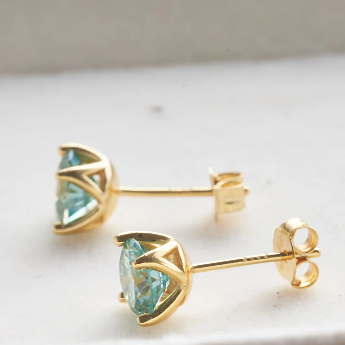 blue green color 6.5mm*2 pcs Moissanite Earrings Diamond 925 Sterling Silver Gold Plated Certificate Moissanite Jewelry
