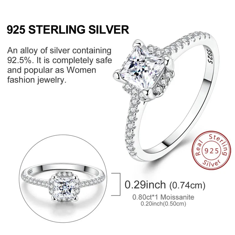 Moissanite Ring Real 925 Sterling Silver Simple Sparkling Shiny Oval Stone Ring For Women Engagement Wedding Luxury Fine Jewelry