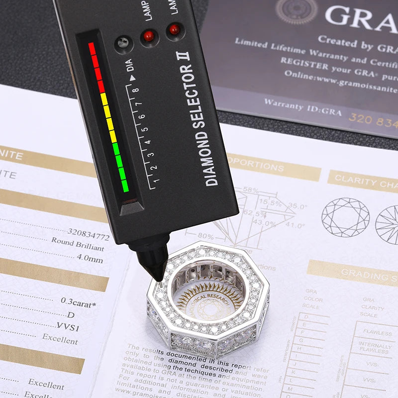 New Screw Ring Moissanite For Men Hip Hop Jewelry Sterling Silver 925 Rings Hip Hop/Rock Bling Gold Plated 18K