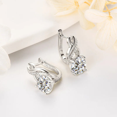 Anziw 8mm 2.0CT D Moissanite Jewelry Sets 925 Sterling Silver Luxury Infinity Necklace Earrings for Women Wedding Party Jewelry