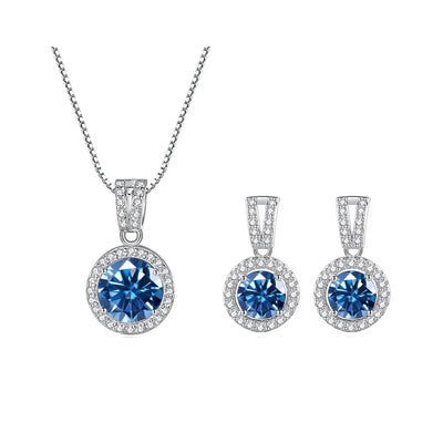 JoyceJelly 2ct total Moissanite Jewelry Set Sterling Silver 925 Necklace Earrings Fine Jewerly Wedding Set Pass Dismond Tester