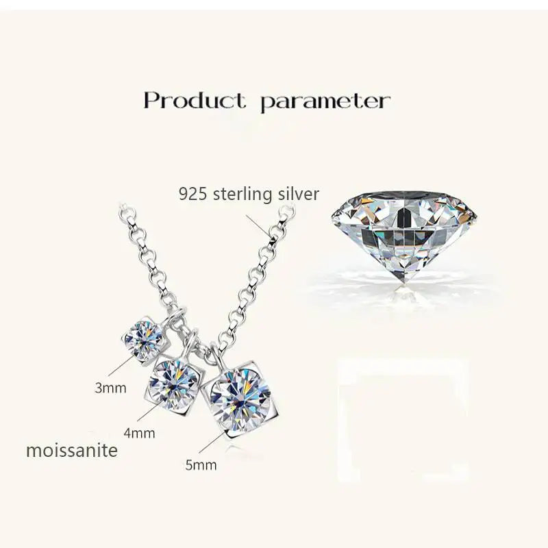 Fashion Moissanite Women's Pendant Necklace 0.9 Carat 925 Sterling Silver Minimalist Jewelry with Certificate