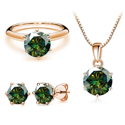 Moissanite  Jewelry Set  for charm lady Rose Gold Plated with total 4 carat mossanite silver 925 jewerly set gift classic design