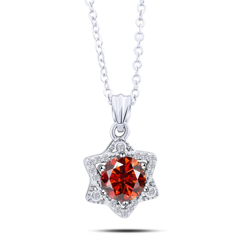 Elegant 1CT Five-Point Star Moissanite Jewelry 925 Sterling Silver Necklace for charm lady  female dating party gift