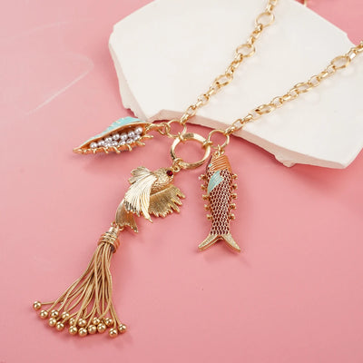 2024 Fashion unique Ocean Design Mermaid Necklace Bird Choker Boho Stainless Steel Jewelry Fish Pendant Accessories
