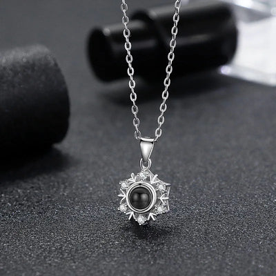 925 Silver Necklace Snowflake Shape Projection Necklaces Custom Photo Pendant Couple Fine Jewelry for Woman Bff Bridesmaid Gift