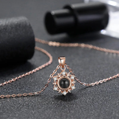 925 Silver Necklace Snowflake Shape Projection Necklaces Custom Photo Pendant Couple Fine Jewelry for Woman Bff Bridesmaid Gift