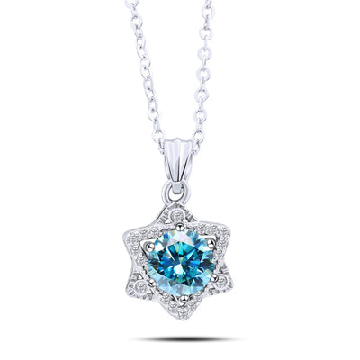 Elegant 1CT Five-Point Star Moissanite Jewelry 925 Sterling Silver Necklace for charm lady  female dating party gift
