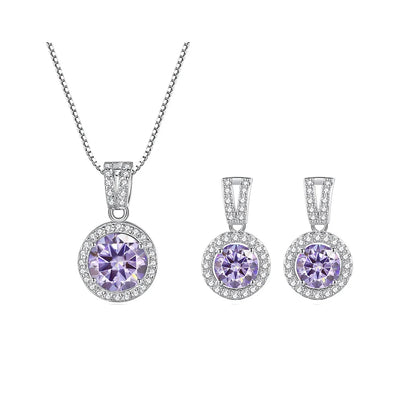 JoyceJelly 2ct total Moissanite Jewelry Set Sterling Silver 925 Necklace Earrings Fine Jewerly Wedding Set Pass Dismond Tester