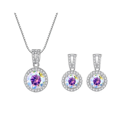 JoyceJelly 2ct total Moissanite Jewelry Set Sterling Silver 925 Necklace Earrings Fine Jewerly Wedding Set Pass Dismond Tester