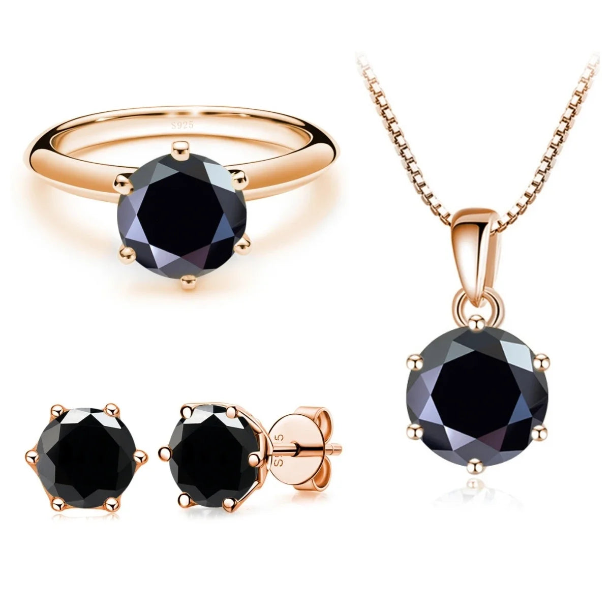 Moissanite  Jewelry Set  for charm lady Rose Gold Plated with total 4 carat mossanite silver 925 jewerly set gift classic design