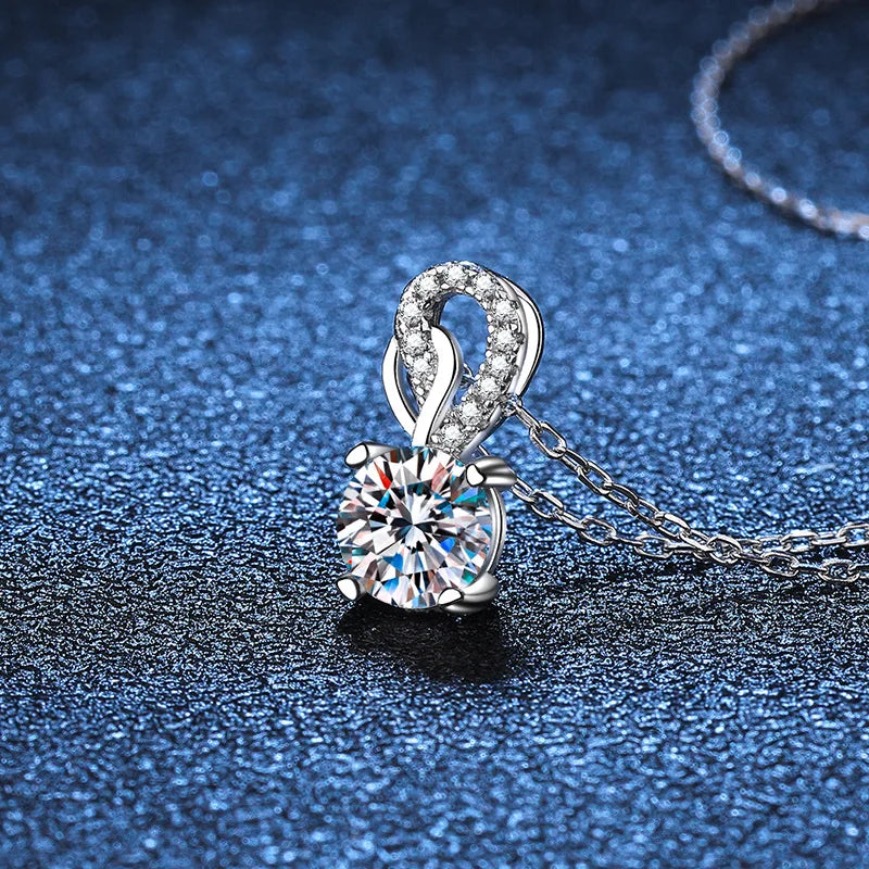 Moissanite Diamond 6.5mm 1CT Necklace For Woman Pendant 925 Silver Necklace For Women Chains Party Bridal Fine Jewelry