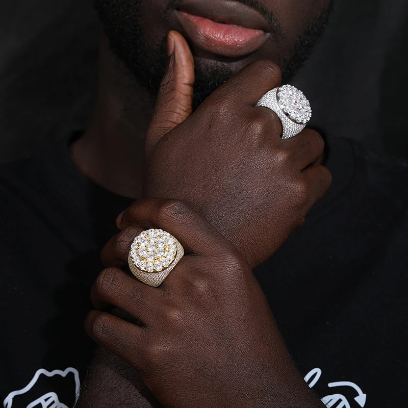 TUHE Unisex luxury VVS1 Moissanite 925 Silver Ring Stone Iced Out Couple Rings For Women Men Hip Hop Gifts