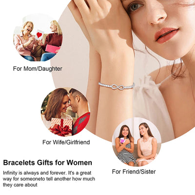 New 3mm Moissanite GRA  Infinity Tennis Bracelet for Women S925 Sterling Silver Adjustable Bracelets Wedding Party Jewelry Gifts