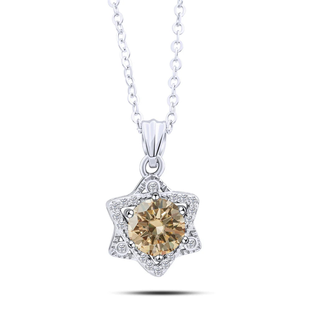 Elegant 1CT Five-Point Star Moissanite Jewelry 925 Sterling Silver Necklace for charm lady  female dating party gift
