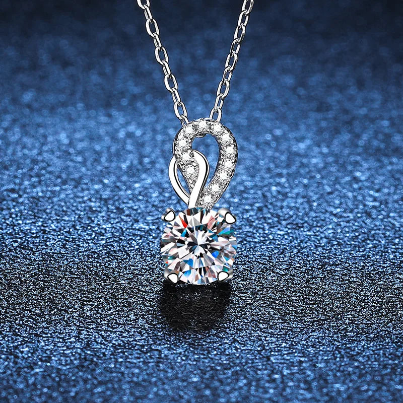 Moissanite Diamond 6.5mm 1CT Necklace For Woman Pendant 925 Silver Necklace For Women Chains Party Bridal Fine Jewelry